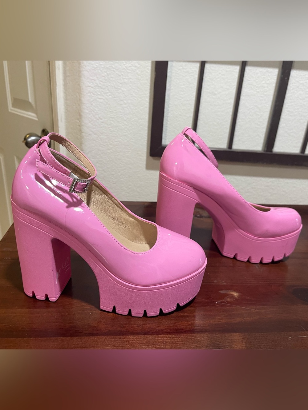 Platform Mary Jane Heels in Pink